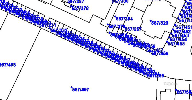 Parcela st. 567/243 v KÚ Jinočany, Katastrální mapa