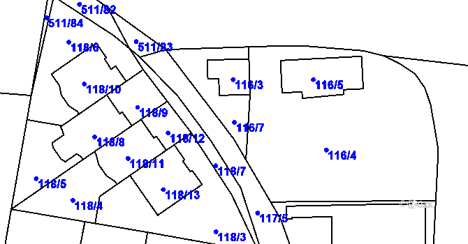 Parcela st. 116/7 v KÚ Jinočany, Katastrální mapa