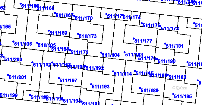 Parcela st. 511/104 v KÚ Jinočany, Katastrální mapa