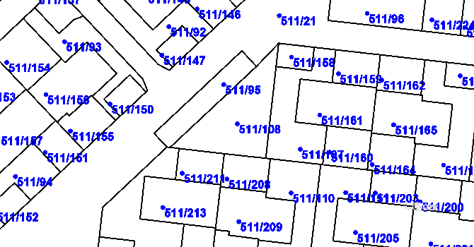 Parcela st. 511/108 v KÚ Jinočany, Katastrální mapa