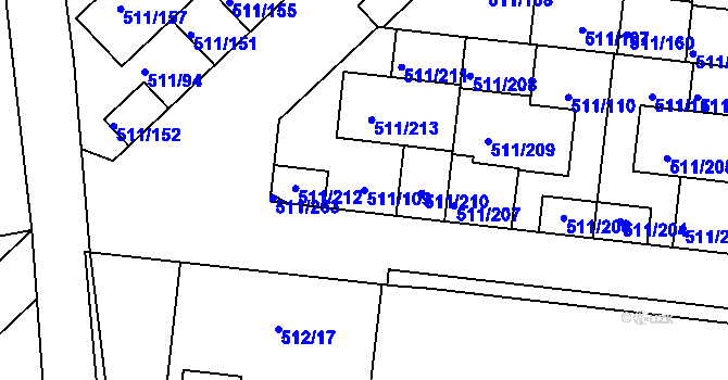 Parcela st. 511/109 v KÚ Jinočany, Katastrální mapa