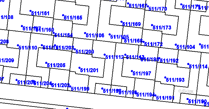 Parcela st. 511/112 v KÚ Jinočany, Katastrální mapa