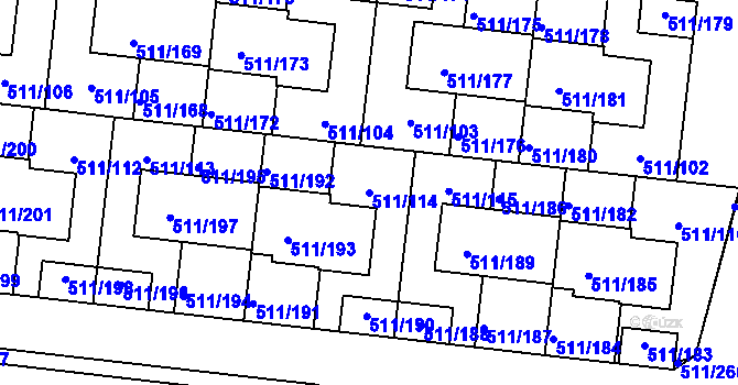Parcela st. 511/114 v KÚ Jinočany, Katastrální mapa