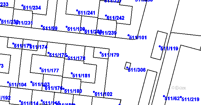 Parcela st. 511/179 v KÚ Jinočany, Katastrální mapa