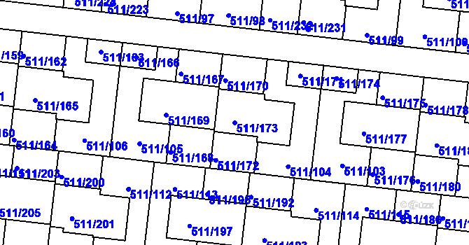 Parcela st. 511/173 v KÚ Jinočany, Katastrální mapa