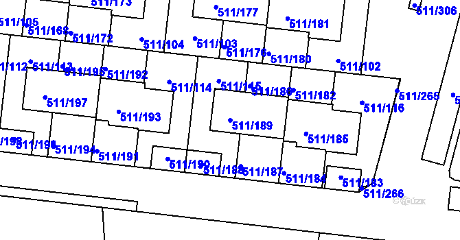 Parcela st. 511/189 v KÚ Jinočany, Katastrální mapa