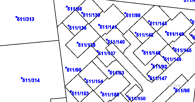 Parcela st. 511/137 v KÚ Jinočany, Katastrální mapa