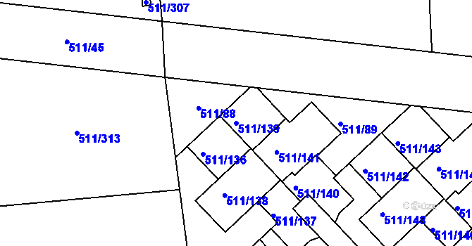 Parcela st. 511/139 v KÚ Jinočany, Katastrální mapa
