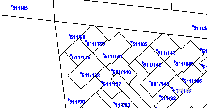 Parcela st. 511/141 v KÚ Jinočany, Katastrální mapa