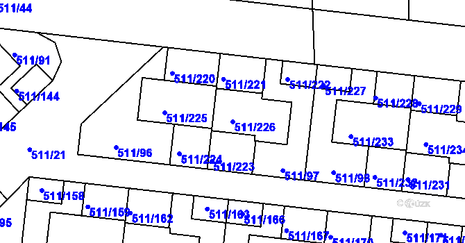 Parcela st. 511/226 v KÚ Jinočany, Katastrální mapa