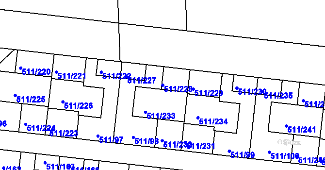Parcela st. 511/228 v KÚ Jinočany, Katastrální mapa