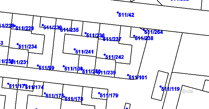 Parcela st. 511/242 v KÚ Jinočany, Katastrální mapa