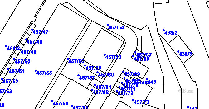 Parcela st. 457/58 v KÚ Jinočany, Katastrální mapa