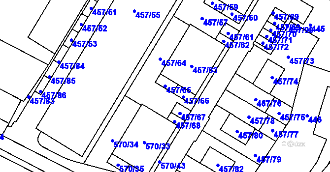Parcela st. 457/65 v KÚ Jinočany, Katastrální mapa