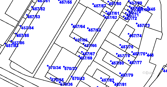 Parcela st. 457/66 v KÚ Jinočany, Katastrální mapa