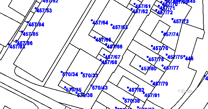 Parcela st. 457/67 v KÚ Jinočany, Katastrální mapa