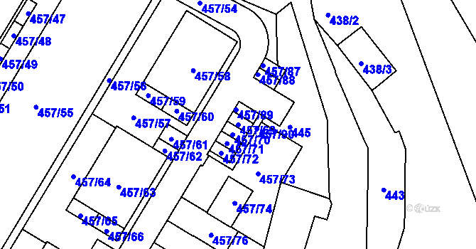 Parcela st. 457/69 v KÚ Jinočany, Katastrální mapa