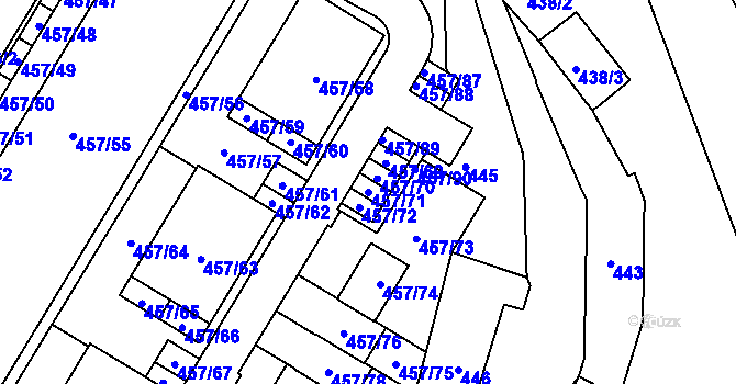 Parcela st. 457/71 v KÚ Jinočany, Katastrální mapa