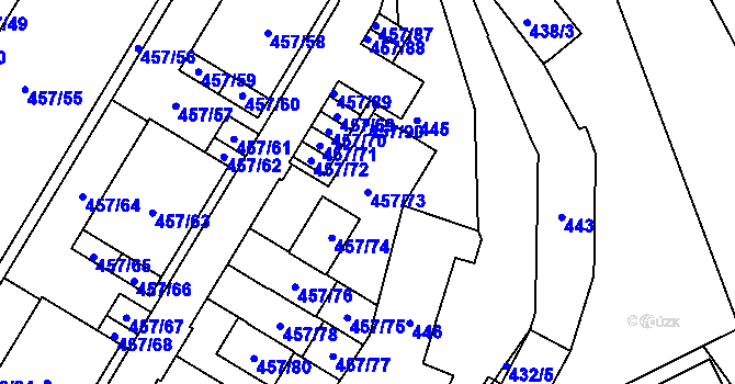 Parcela st. 457/73 v KÚ Jinočany, Katastrální mapa