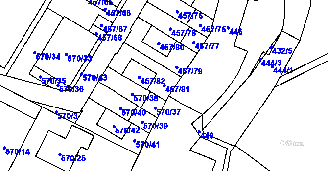 Parcela st. 457/81 v KÚ Jinočany, Katastrální mapa