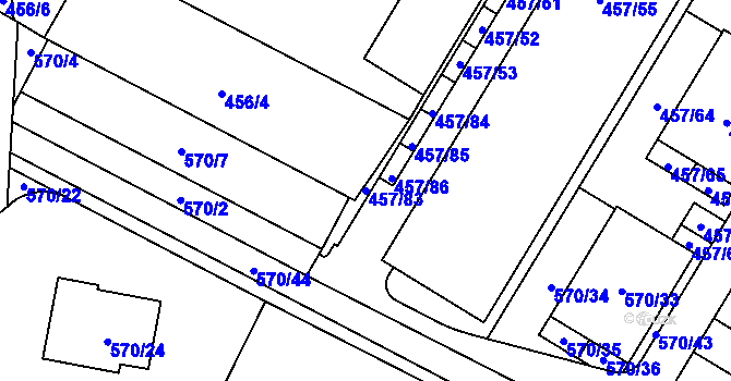 Parcela st. 457/83 v KÚ Jinočany, Katastrální mapa