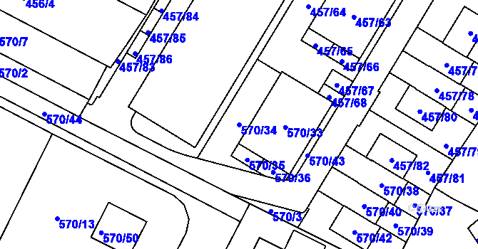 Parcela st. 570/34 v KÚ Jinočany, Katastrální mapa