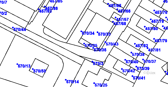 Parcela st. 570/35 v KÚ Jinočany, Katastrální mapa