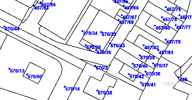 Parcela st. 570/36 v KÚ Jinočany, Katastrální mapa