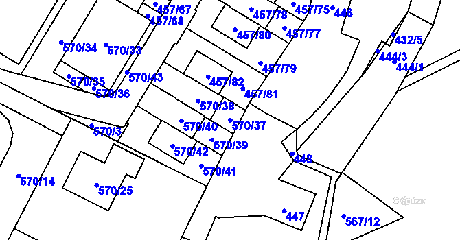 Parcela st. 570/37 v KÚ Jinočany, Katastrální mapa