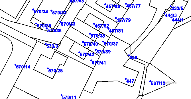 Parcela st. 570/39 v KÚ Jinočany, Katastrální mapa