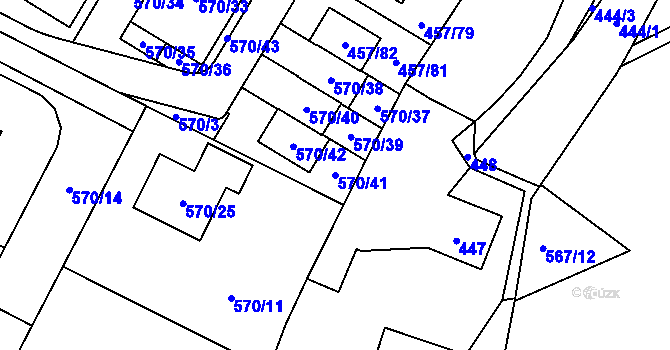 Parcela st. 570/41 v KÚ Jinočany, Katastrální mapa