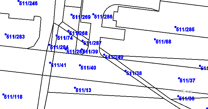 Parcela st. 511/249 v KÚ Jinočany, Katastrální mapa