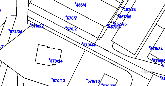 Parcela st. 570/44 v KÚ Jinočany, Katastrální mapa