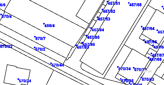 Parcela st. 457/86 v KÚ Jinočany, Katastrální mapa