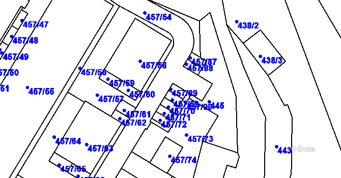 Parcela st. 457/89 v KÚ Jinočany, Katastrální mapa