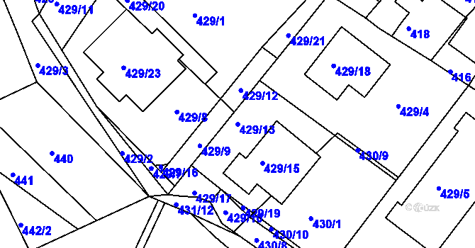 Parcela st. 429/13 v KÚ Jinočany, Katastrální mapa