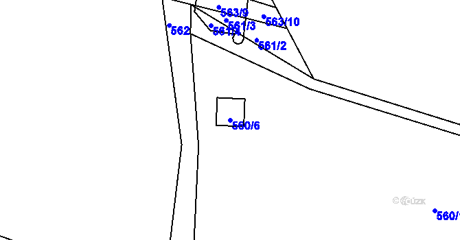 Parcela st. 560/6 v KÚ Jinočany, Katastrální mapa