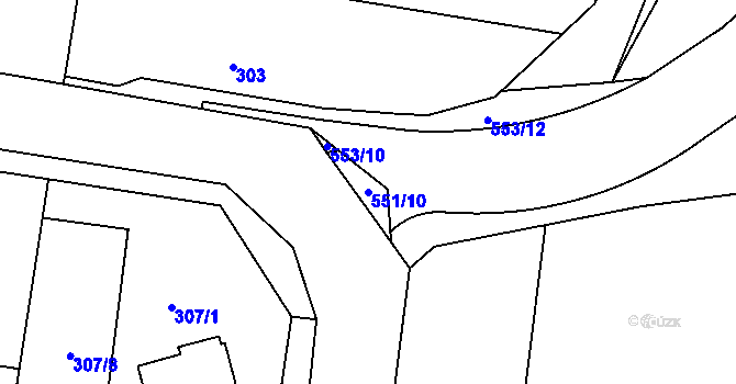 Parcela st. 551/10 v KÚ Jinočany, Katastrální mapa