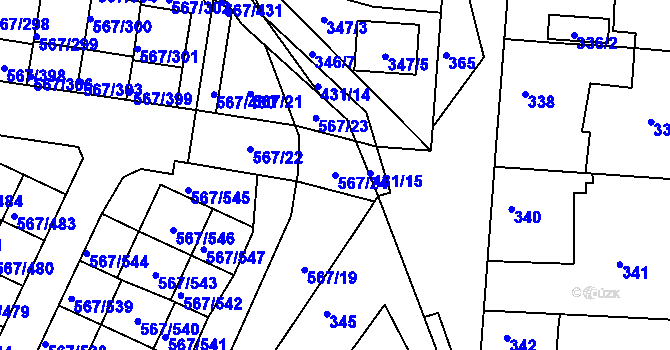 Parcela st. 567/24 v KÚ Jinočany, Katastrální mapa