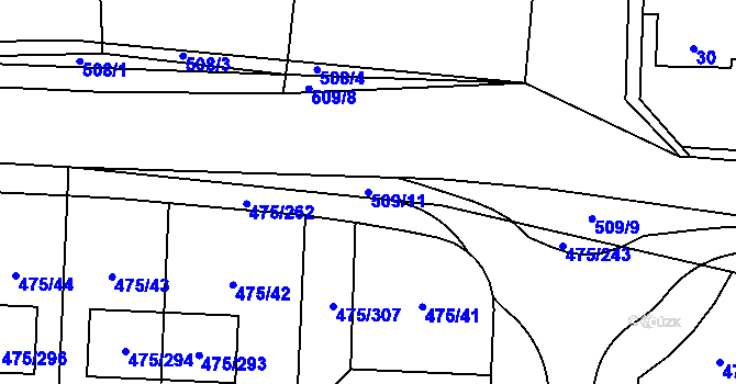Parcela st. 509/11 v KÚ Jinočany, Katastrální mapa