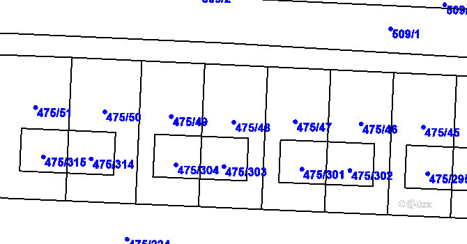 Parcela st. 475/48 v KÚ Jinočany, Katastrální mapa