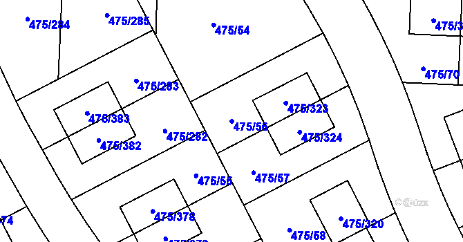 Parcela st. 475/56 v KÚ Jinočany, Katastrální mapa