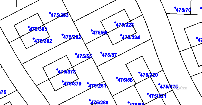 Parcela st. 475/57 v KÚ Jinočany, Katastrální mapa