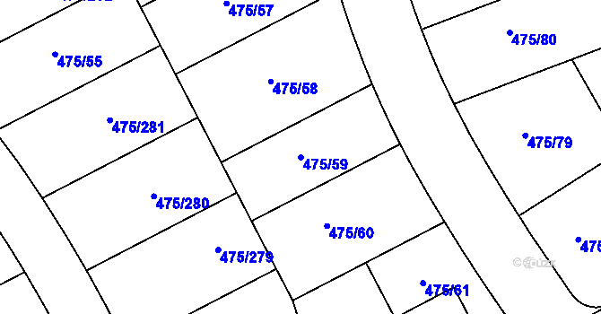 Parcela st. 475/59 v KÚ Jinočany, Katastrální mapa