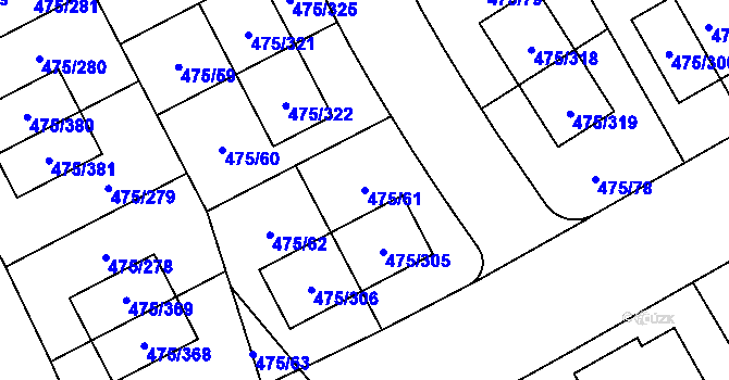 Parcela st. 475/61 v KÚ Jinočany, Katastrální mapa