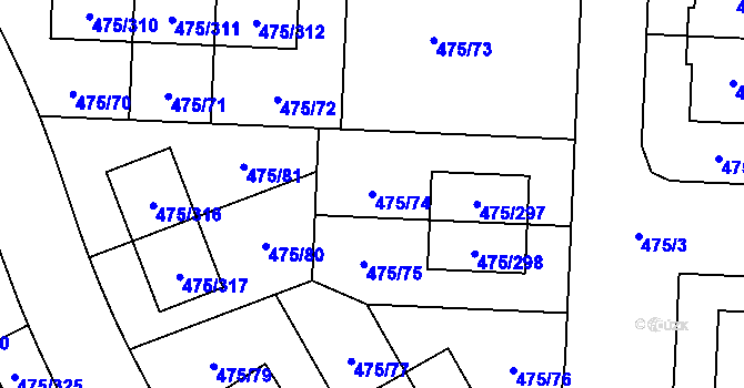 Parcela st. 475/74 v KÚ Jinočany, Katastrální mapa