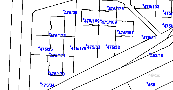 Parcela st. 475/33 v KÚ Jinočany, Katastrální mapa
