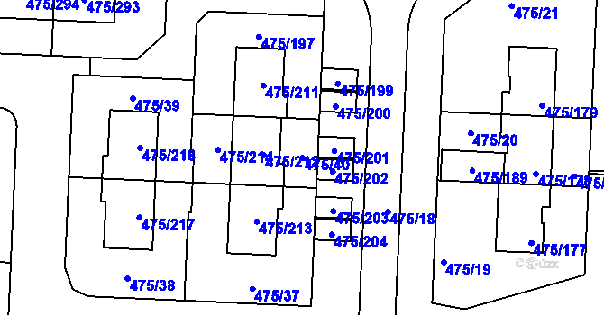 Parcela st. 475/40 v KÚ Jinočany, Katastrální mapa
