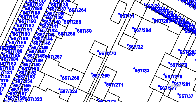 Parcela st. 567/270 v KÚ Jinočany, Katastrální mapa