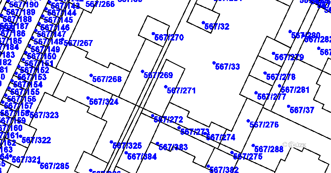 Parcela st. 567/271 v KÚ Jinočany, Katastrální mapa